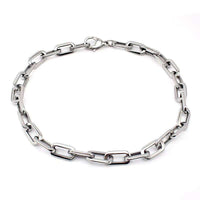Thick Flat Rounded Rectangle Gold-Color Link Chain Necklace Men Women Stainless Steel Fashion Jewelry 1 Piece