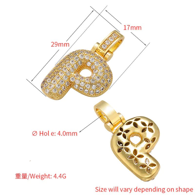 Women ZHUKOU Delicate and Fat 26 Gold Color Letter Pendant for Women Handmade DIY Necklace Earrings Jewelry Accessories Mode: VD614