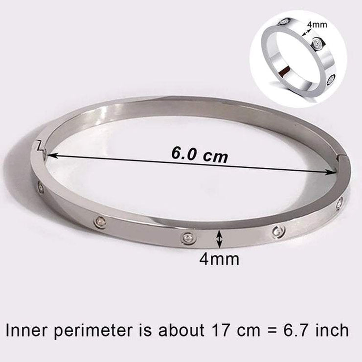 Style Luxury Bijoux Pulseira Feminina Bangle Ring Set Stainless Steel Jewelry Fit Lover Female Crystal Bracelets Rings Fashion Women