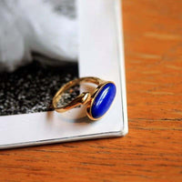 Lapis Lazuli Ring Silver 925 Women Real Sterling Silver Lapis Lazuli Initial Ring Adjustable Gold Plated Fine Jewelry