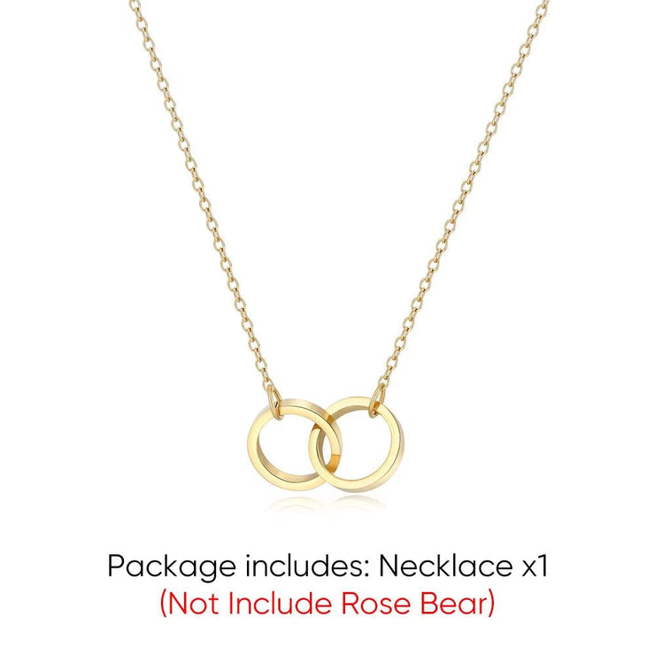 Women's Red Eternal Rose Teddy Bear with Stainless Steel Custom Names Necklace Jewelry Gifts Set for Woman Valentine'S Gift