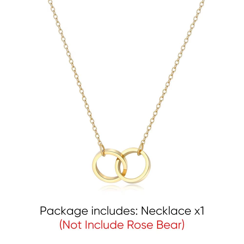 Women's Red Eternal Rose Teddy Bear with Stainless Steel Custom Names Necklace Jewelry Gifts Set for Woman Valentine'S Gift