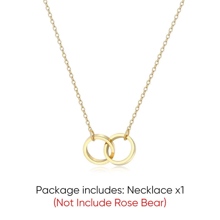 Women's Red Eternal Rose Teddy Bear with Stainless Steel Custom Names Necklace Jewelry Gifts Set for Woman Valentine'S Gift