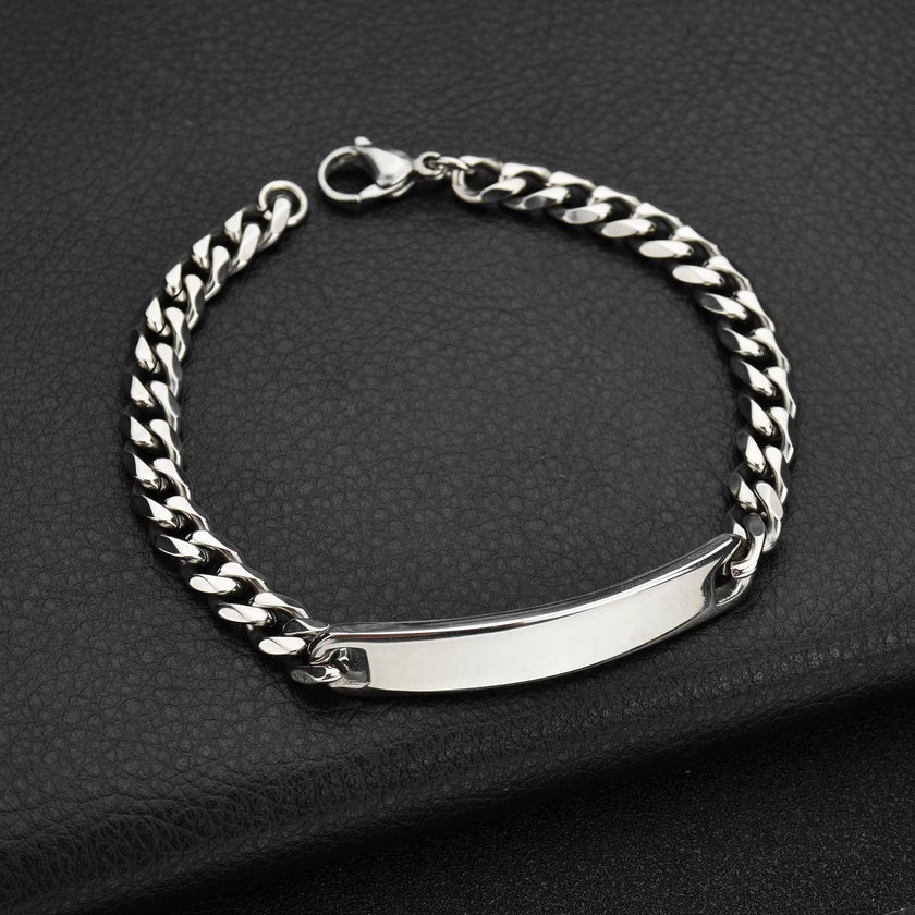 Sifisrri Engraved Name Letter Date Bracelets Women Men Stainless Steel Adjustable Bangles for Boys Girls Kids Jewelry Gift