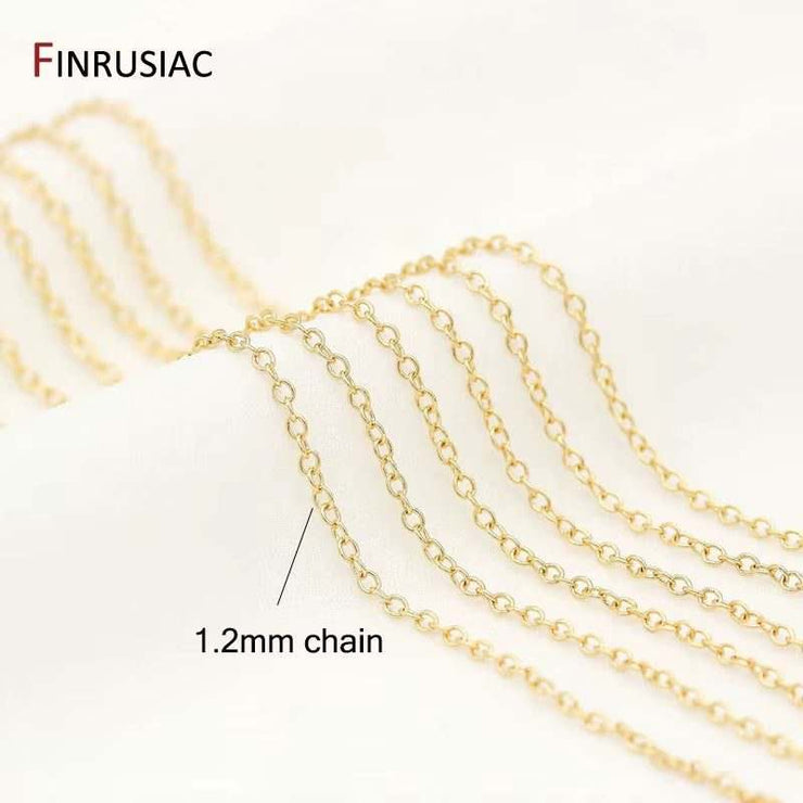 14K Real Gold Plated Chain for Jewelry Making 1.2Mm 1.6Mm 2.0Mm Thin Chain Wholesale Handmade DIY Jewelry Findings