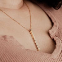 Women's Customized Personality Engrave Coordinates Name Stainless Steel Bar Necklace Pendant Men Women Valentines Day Gift for Lovers