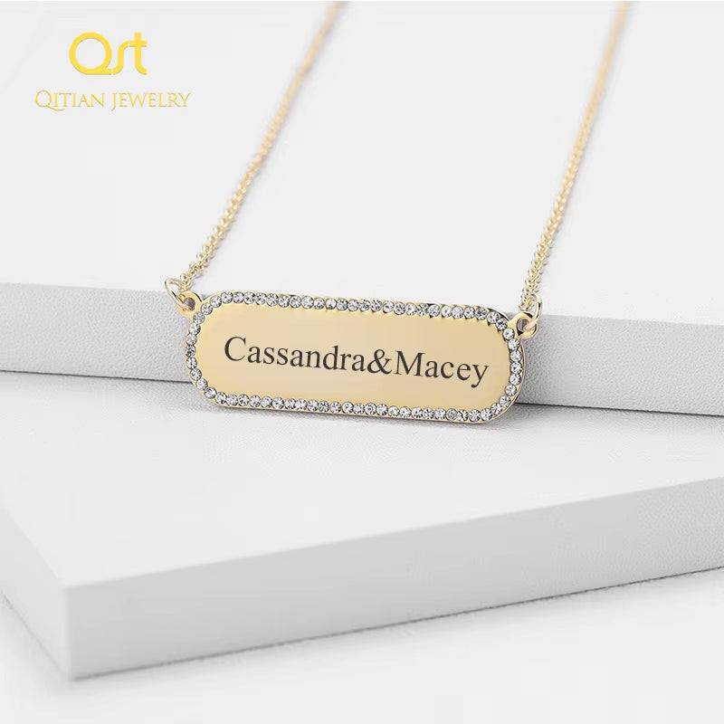 Hip Hop Iced Out Custom Name Pendant Necklaces Engraved Any Language Choker Pendants Women/Men Jewelry Gift