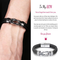 To My Son to My Grandson Bracelet Love You Forever Braided Leather Knot Bracelet Stainless Steel Magnetic Clasp Jewelry Gift