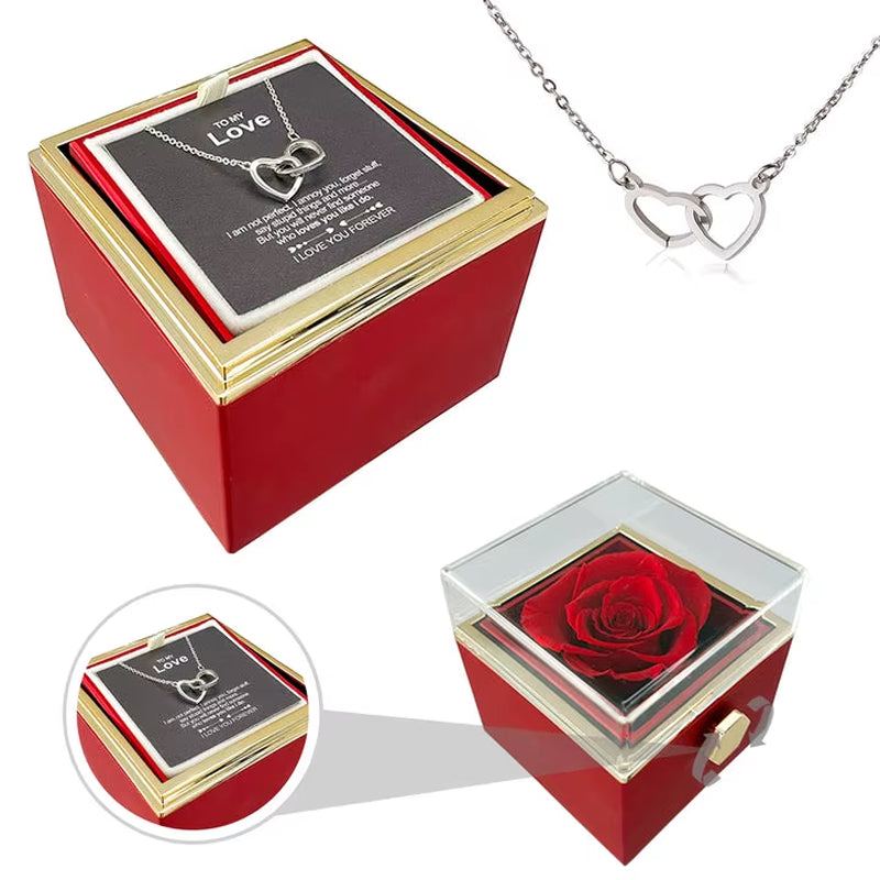 Two Customized Double Heart Necklace Gift Box