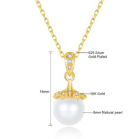 18K Gold Necklace Pendant round Natural Freshwater Pearl AU750 Yellow Gold Pendant Women'S Fine Jewelry Gift with Certificate