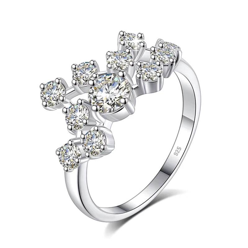 GRA Certified Total Is 1.5Ct Full Moissanite Ring Woman with Many Stones Silver Infinity Trend Jewelry for Engagement New In