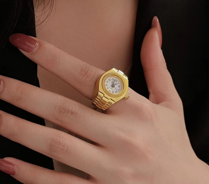Mini Vintage Finger Ring Watch round Creative Quartz Watches Fashion Couple Watches Accessories