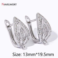 18K Gold Plated Brass Leaf Ear Wire Fasteners,Inlaid Zircon Leaf Earring Hooks,Accessories for Earrings,Supplies for Jewelry