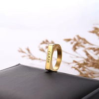 Custom Engraved Name Bar Ring Initial Letter Ring Women Jewelry Stackable Minimalist Textured Bar Rings Gift