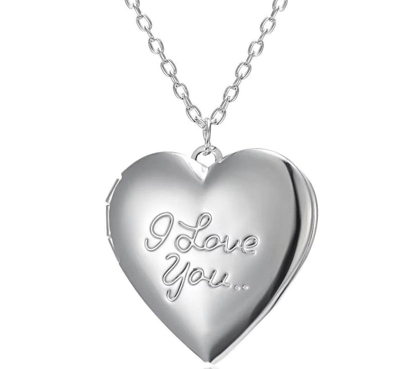 Love Heart Secret Message Locket Necklace Pendant DIY Photo Picture Locket Vintage Gift for Lover Couples Custom Message