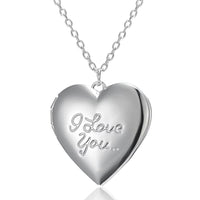 Love Heart Secret Message Locket Necklace Pendant DIY Photo Picture Locket Vintage Gift for Lover Couples Custom Message