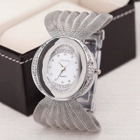 Mesh Band Women Watch Fashion Oval Gold Bracelet Alloy Quartz Watch Dress Rhinestone Women'S Wristwatches Ladies Bracelet Clock
