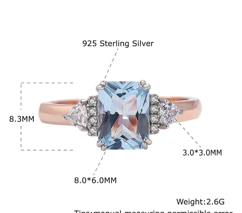 Real 925 Sterling Silver Jewelry Sets for Women Sky Blue Topaz Gemstone Wedding Delicate Gifts Fine Jewelry Rose Gold Plating