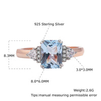 Real 925 Sterling Silver Jewelry Sets for Women Sky Blue Topaz Gemstone Wedding Delicate Gifts Fine Jewelry Rose Gold Plating