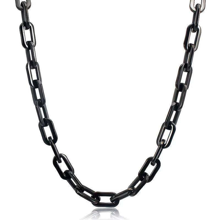 Thick Flat Rounded Rectangle Gold-Color Link Chain Necklace Men Women Stainless Steel Fashion Jewelry 1 Piece