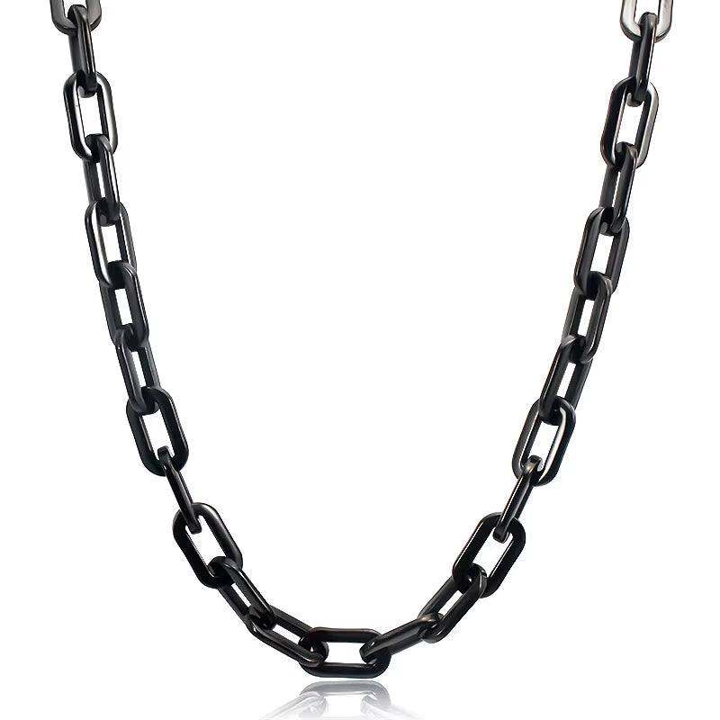 Thick Flat Rounded Rectangle Gold-Color Link Chain Necklace Men Women Stainless Steel Fashion Jewelry 1 Piece