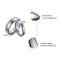 High Quality Simple Tungsten Rings Free Engraved Name Men Women Exclusive Couple Wedding Ring Wholesale Fashion Jewelry