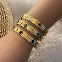 Jewelry 1Pc Fashion Flower Stainless Steel Bracelet Style Vintage Hand Jewelry