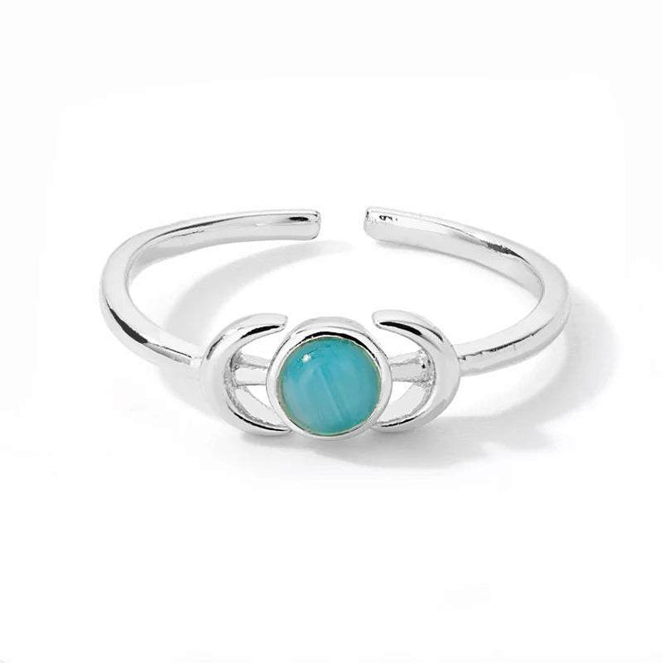 Christmas Zircon Moon Rings for Women Stainless Steel Glowing Moon Star Adjustable Finger Ring Aesthetic Wedding Jewelery Gift Bague Femme