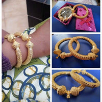24K Luxury Wedding Dubai Bangles Gold Color Bangles for Women Girls Wedding Bride India Bangles Bracelets Jewelry Gift Can Open