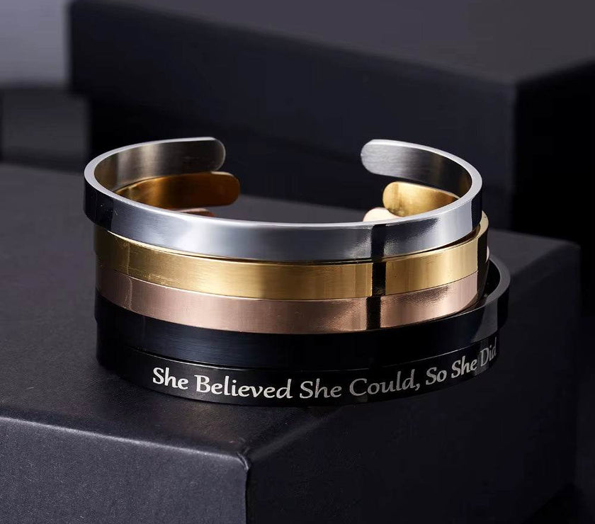 Stainless Steel Pearsonalized Bracelet Name Character Letter Engraved Custom Cuff Bangle Women Men Fashion Jewelry Dropshipping