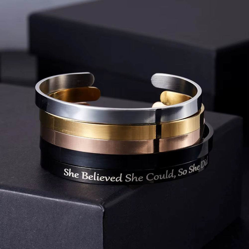 Stainless Steel Pearsonalized Bracelet Name Character Letter Engraved Custom Cuff Bangle Women Men Fashion Jewelry Dropshipping