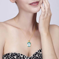 Wedding Gifts Jewelry 14K Gold Real Pendant for Women 925 Sterling Silver Pendants and Necklaces Birthstone Aquamarine Fine Jewelry Wedding Gifts