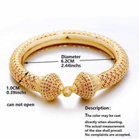 24K Luxury Wedding Dubai Bangles Gold Color Bangles for Women Girls Wedding Bride India Bangles Bracelets Jewelry Gift Can Open