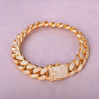 Miami Cuban Link Bracelet for Men Real Gold Plated Hip Hop Jewelry