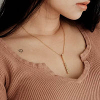 Women's Customized Personality Engrave Coordinates Name Stainless Steel Bar Necklace Pendant Men Women Valentines Day Gift for Lovers