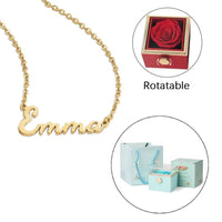 Twisted ETERNAL ROSE Box-Customized Name Necklace & REALROSE Flower Gift Box Heart Customize Jewelry Valentine'S Day Gift for Girlfriend
