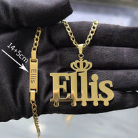 DHQH Original New Custom Name Set Jewelry Stainless Steel Love Crown Name Pendant Engraved Name Children'S Bracelet Necklace Set