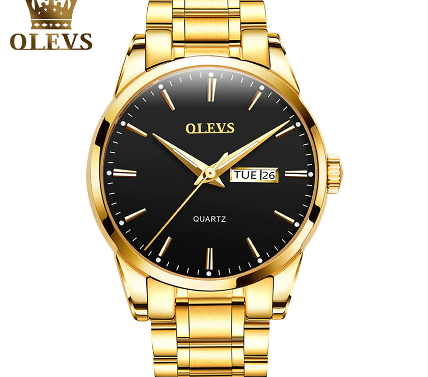OLEVS Men Watches Waterproof Stainless Steel Quartz Male Wristwatch Men Gold Watch Fashion Luminous Luxury Watches for Men