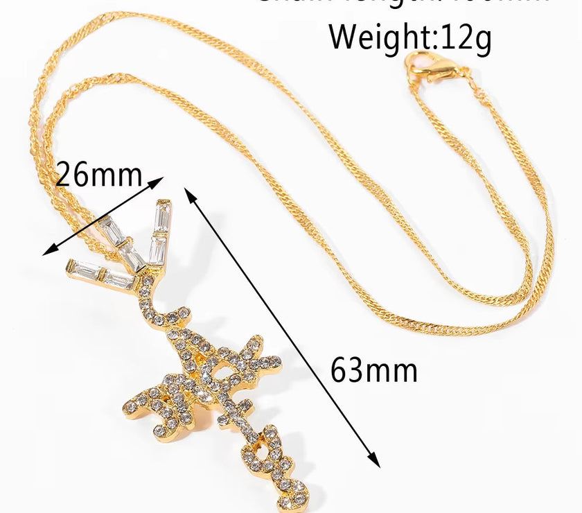 Travis Scott Product Brand Cactus Jack Shape Pendant Necklace Ice Crystal Cubic Zirconia Pendant Hip Hop Jewelry Gift
