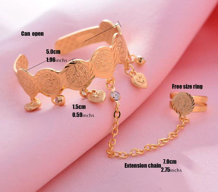 Gold Color Coin Banglesfor Girl Baby Bracelet Islam Muslim Arabic Currency Money Gold Bracelets Bangle Jewelry Birthday Gift