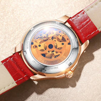 Automatic Watches for Women Luxury Rose Gold Skeleton Mechanical Waterproof Luminous Women Bracelets Watches Elegant Set