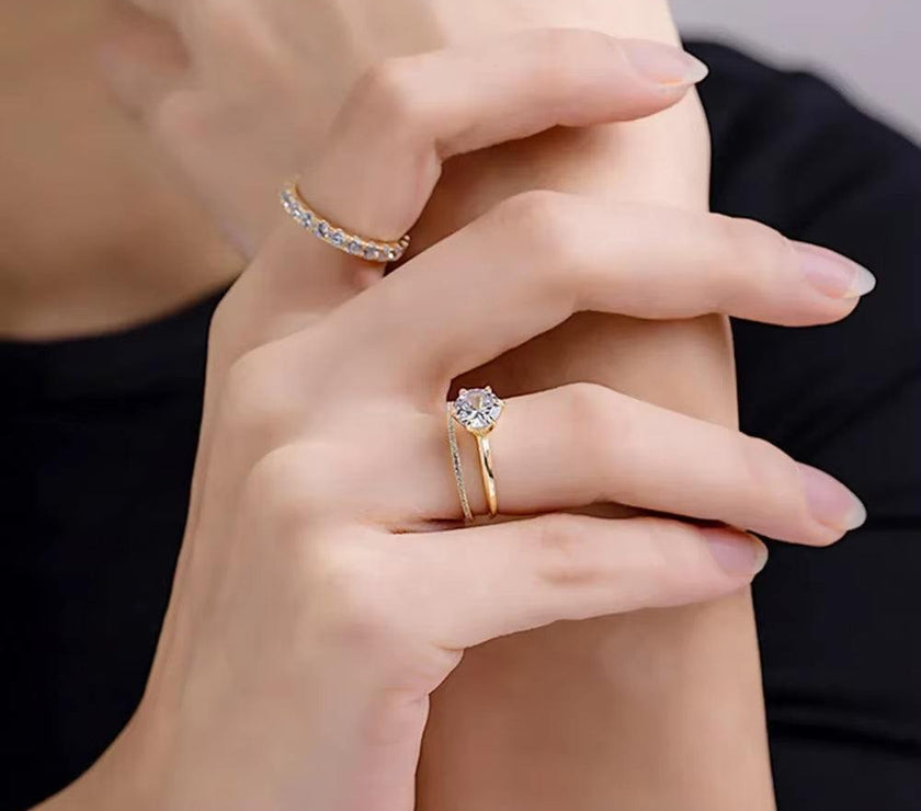 Real Moissanite D Color 18K Gold Engagement Rings for Women Luxury Wedding Jewelry