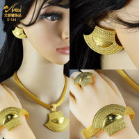 Dubai 24K Gold Color Jewelry Set for Women African Nigerian Necklace Set Earrings and Bracelets Bridal Indian Fashion