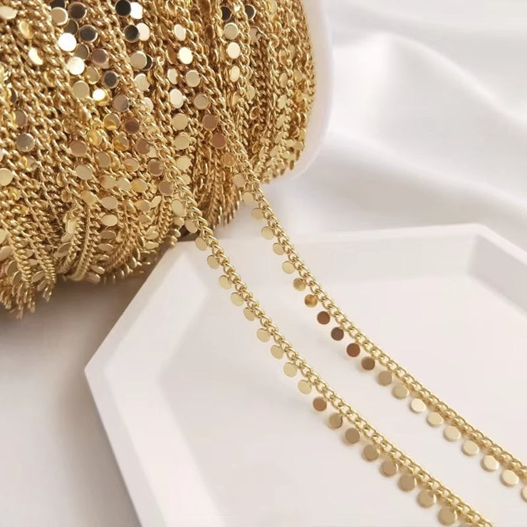 Brass 14K Gold Plated Star Heart Charms Bead Chain Satellite Cable Link Chains Diy for Women Necklace Bracelet Jewelry Making