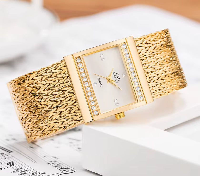 Fashion Women Watches 2019 Best Diamonds Square Dial Clock Luxury Gold Women'S Bracelet Quartz Wrist Watches New Dropshipping
