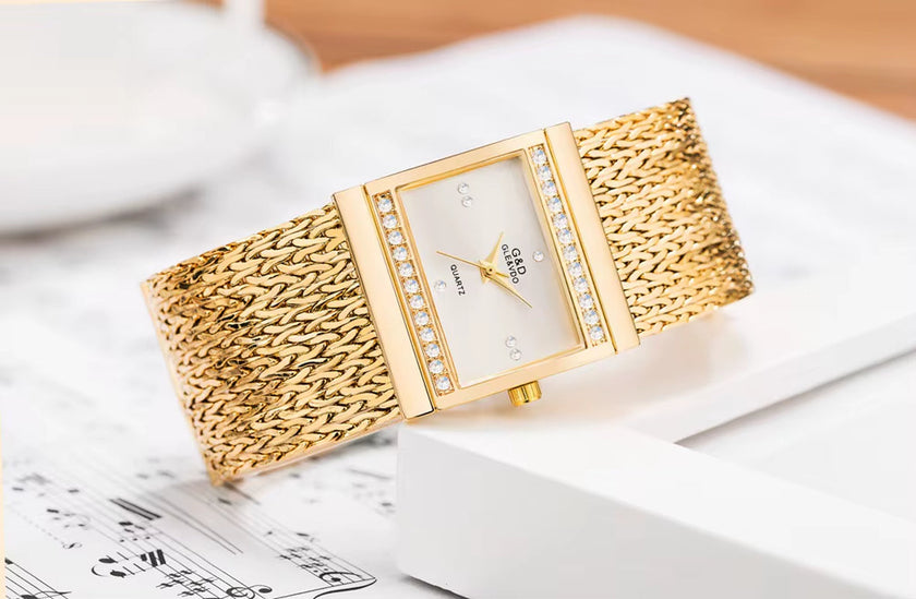 Fashion Women Watches 2019 Best Diamonds Square Dial Clock Luxury Gold Women'S Bracelet Quartz Wrist Watches New Dropshipping