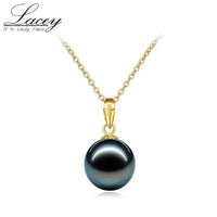 Natural Black Pearl Necklace Jewelry,Real 18K Gold Pendant Tahitain Pearl Jewelry for Women Anniversary Gift