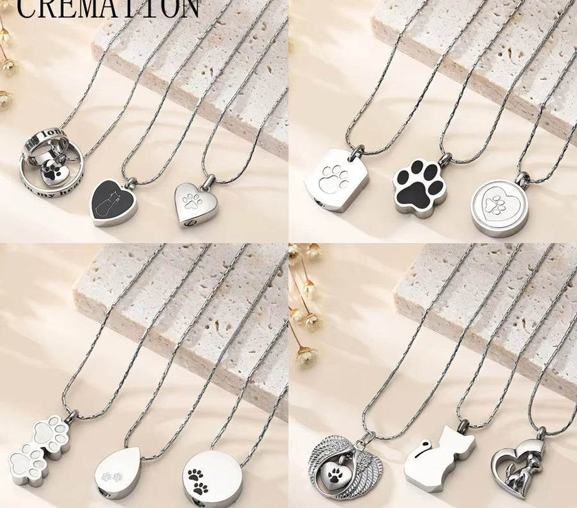 Cremation Jewelry Urn Pendant Necklace for Pet Dog Cat Ashes 316L Stainless Steel Customized Gift to Women Men Keepsake Jewelry