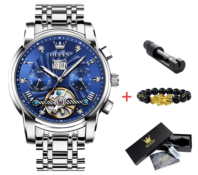 Mechanical Watches Automatic Watch Men Waterproof Stainless Steel Strap Skeleton Gold Watch Male Wristwatch