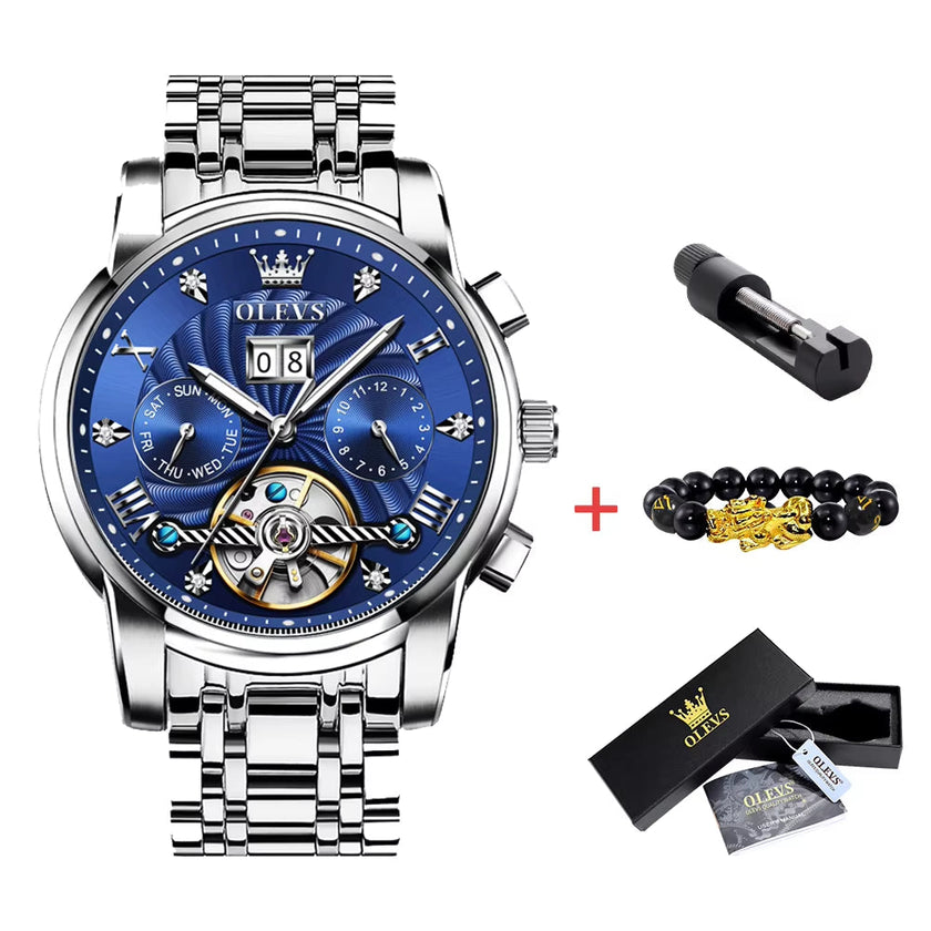 Mechanical Watches Automatic Watch Men Waterproof Stainless Steel Strap Skeleton Gold Watch Male Wristwatch